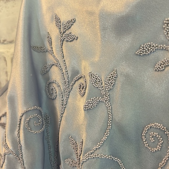 Vintage 90s Fairy Satin Slip Dress Floral Beaded Fairycore Nightgown Lingerie M - Picture 5 of 11